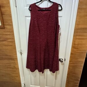 Lane Bryant Sleeveless Burgundy Metallic-Thread Midi Dress